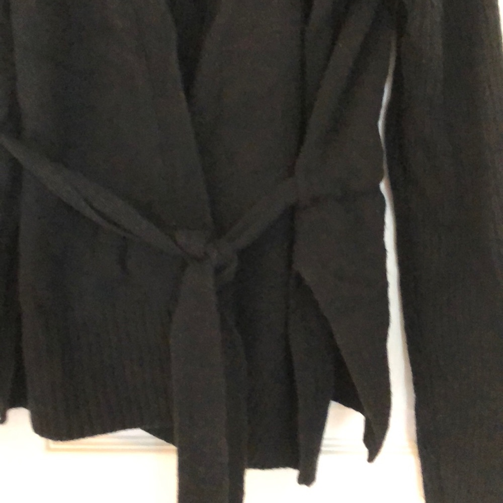 Black wrap style cardigan with tie belt - Picture 2 of 2